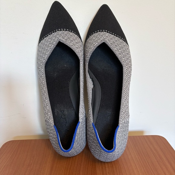 Rothy’s The Point II Ballet Flats Gray with Black Cap Toe Size 9 - Picture 6 of 9